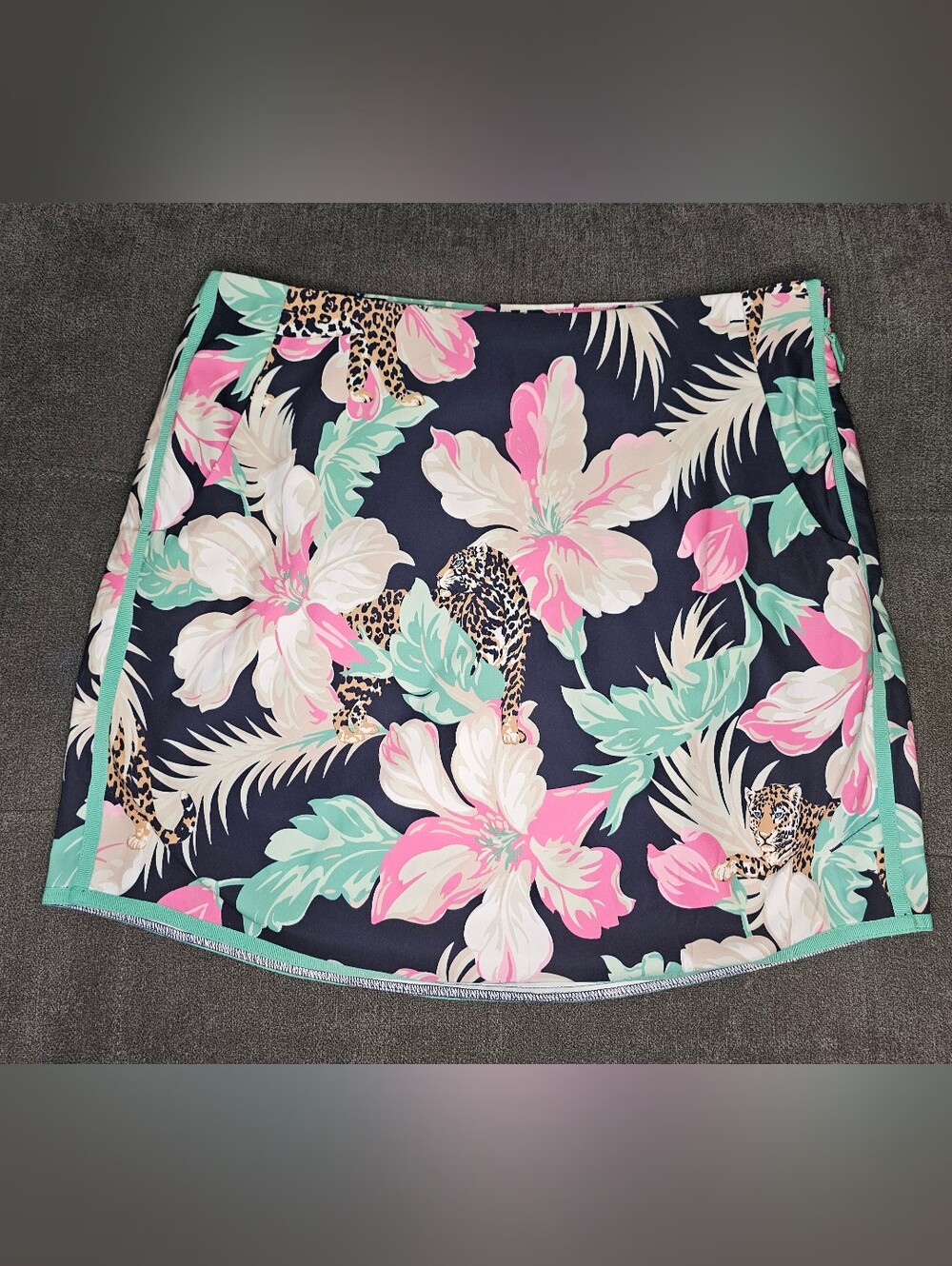 Ralph Lauren Polo Golf Navy Floral &Leopard Print Skort with Pink & Mint Accents